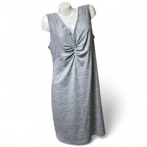 EDDIE BAUER XL Twist-Front V-Neck A-Line Sleeveless Womens Dress Heather Gray